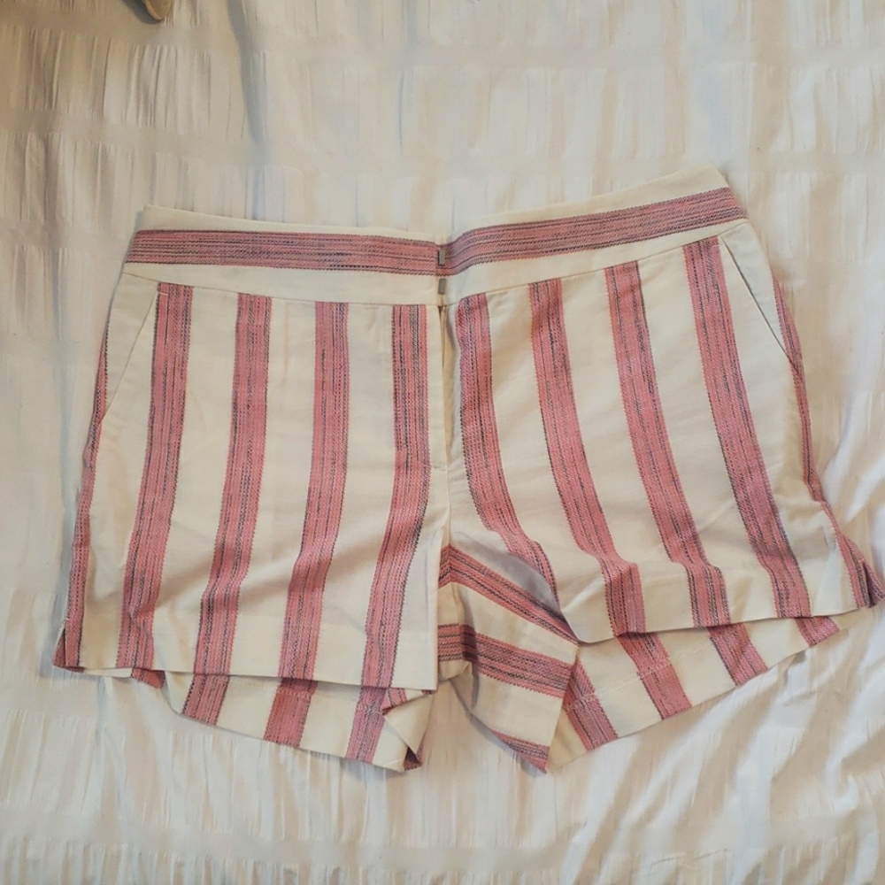 Loft size 8 Red/Pink & Cream Striped Shorts